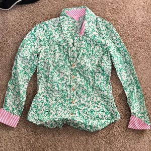 Lilly Pulitzer green & pink button up shirt